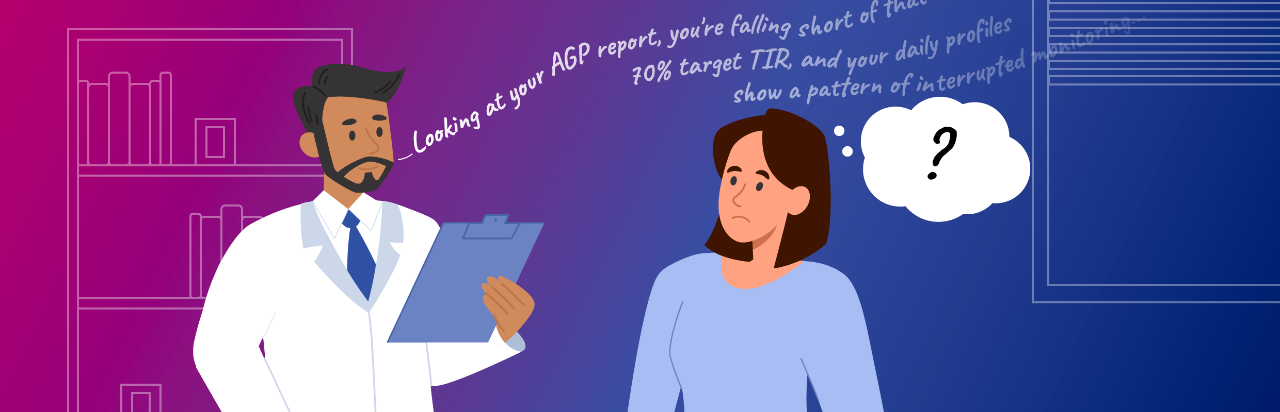 Doctor explaining the AGP report to a confused patient