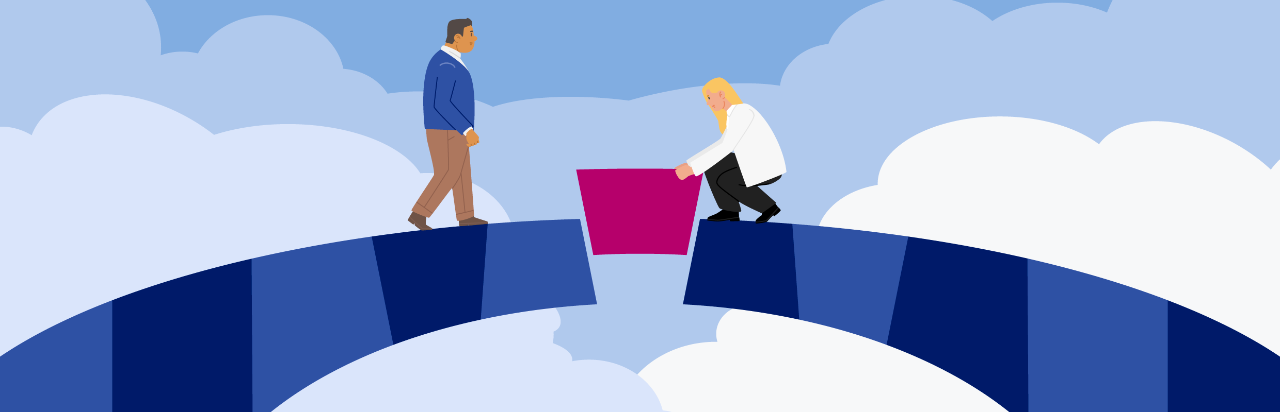 Doctor bridging a gap to patient 